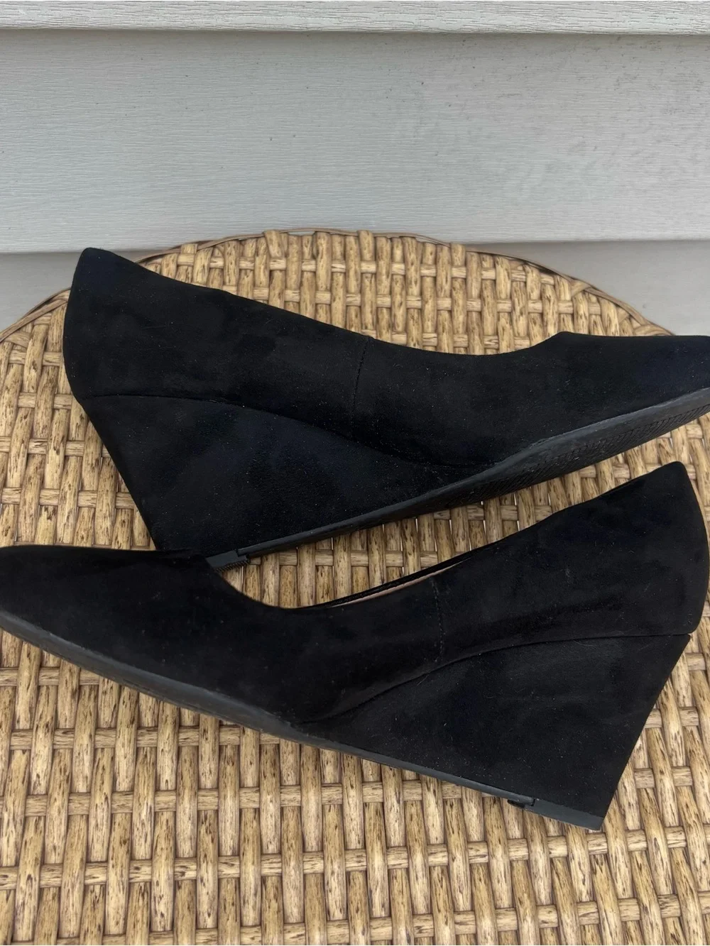 A New Day Women’s  Classic Black Faux Suede Wedge Heels Pumps | Size 7